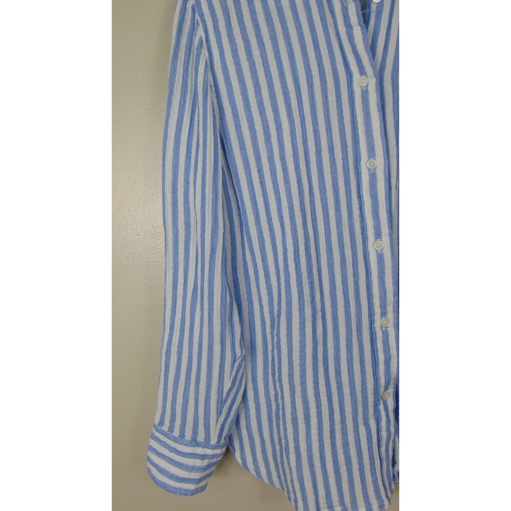 J.Crew Classic-fit soft gauze shirt stripe Womens  10 Lagenlook Beachy DIY Raw - Picture 4 of 9